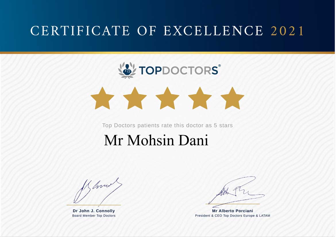 Mohsin Dani Top Doctors Certificate